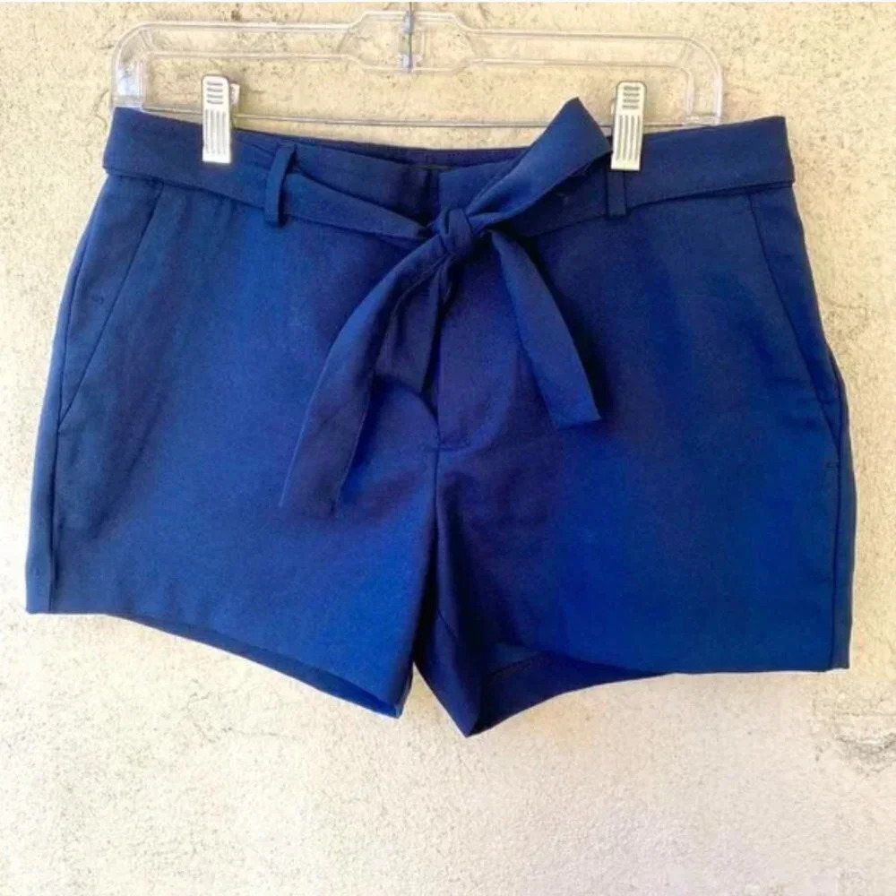 Banana Republic Midrise Tie Waist Paper Bag Shorts Navy 6 - Picture 7 of 10